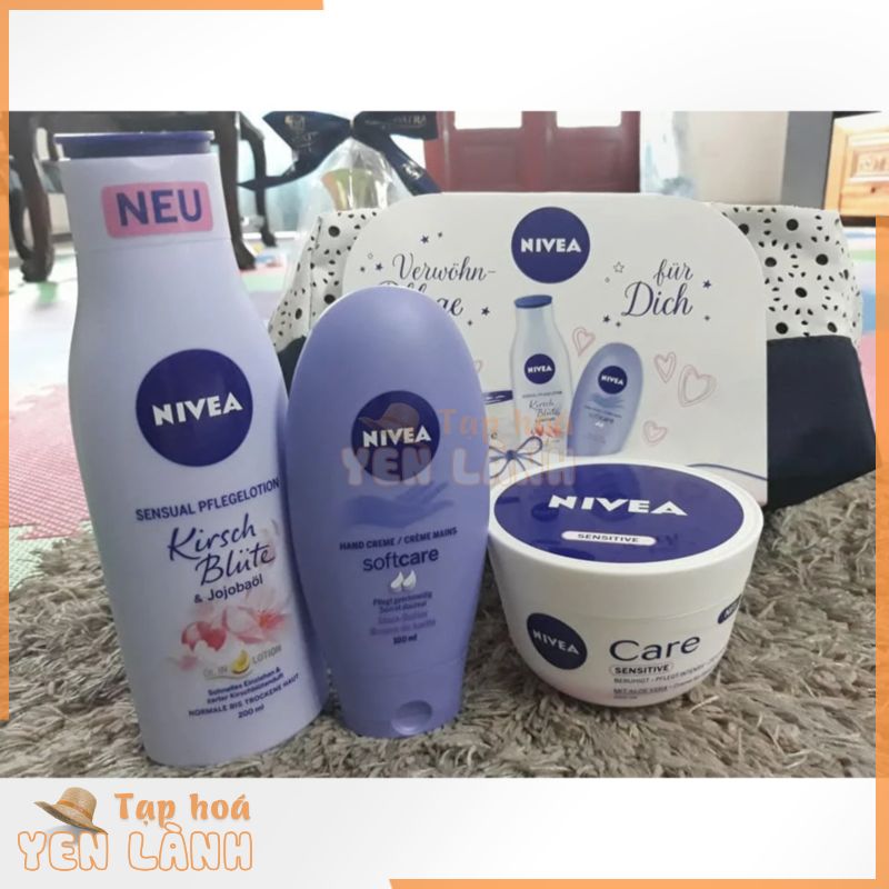 Combo NIVEA kem mặt + kem body + kem chân tay + chiếc túi xinh xắn xách tay Đức