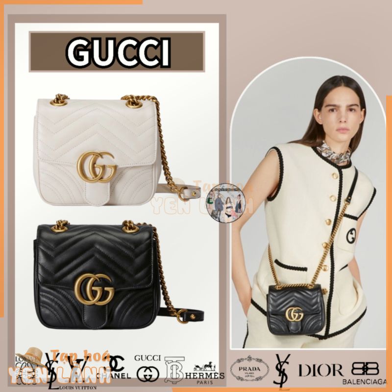 Gucci Dòng GUCCI GG Marmont túi đeo vai nhỏ chần bông/túi nữ/túi xách/kiểu mới nhất/đại lý mua hàng chính hãng