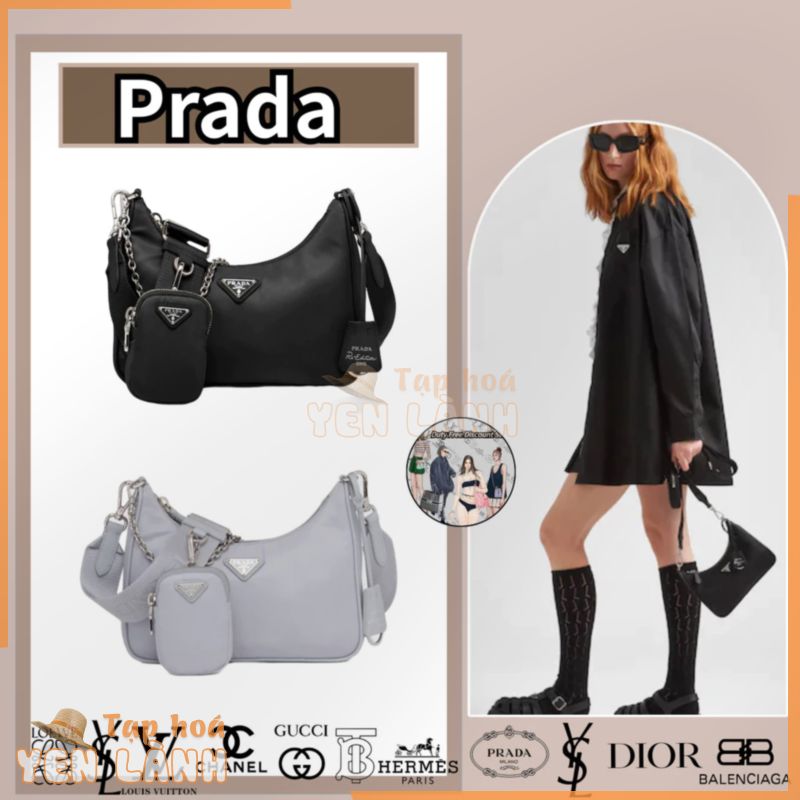 hàng hiệu Prada Re-Edition 2005 Túi xách ba trong một bằng nylon tái sinh/túi xách/túi đeo vai/đại lý mua hàng chính h