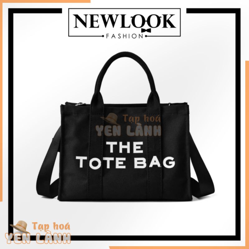 ★ TÚI VẢI BỐ CANVAS QUAI XÁCH HOẶC ĐEO CHÉO DÂY ĐEO THÁO RỜI IN CHỮ TRẮNG THE TOTE BAG ( 31 x 25 x 17cm )