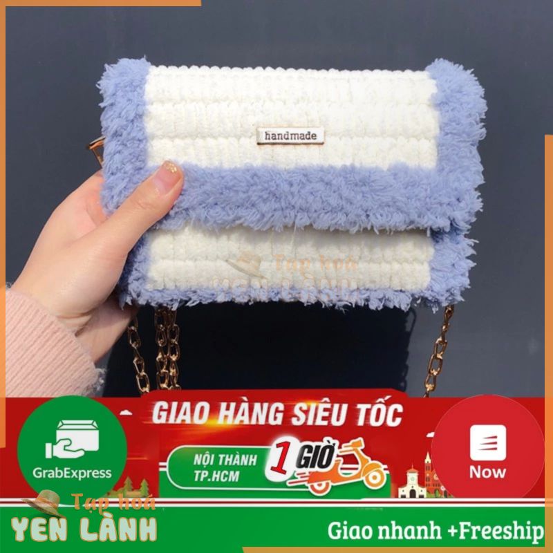 Túi Xách Len Dệt Tay Phối Màu Trắng-Xanh – TÚI HANDMADE HOTREND TIKTOK 2020