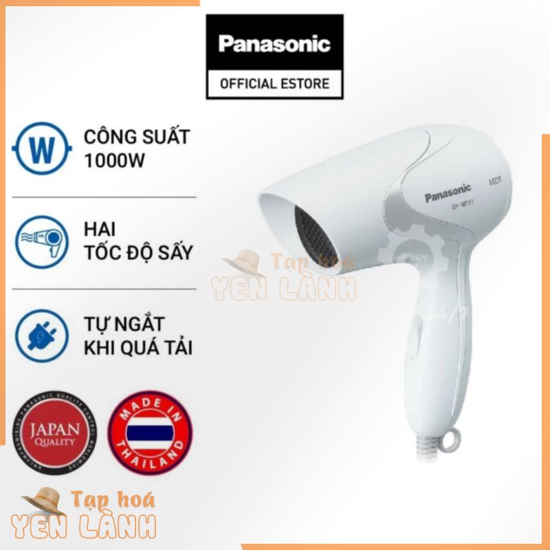 Máy sấy tóc Mini Panasonic 1000w EH-ND11-w Nhỏ gọn tiện lợi cầm tay bỏ túi xách du lịch hàng chính hãng Thái Lan