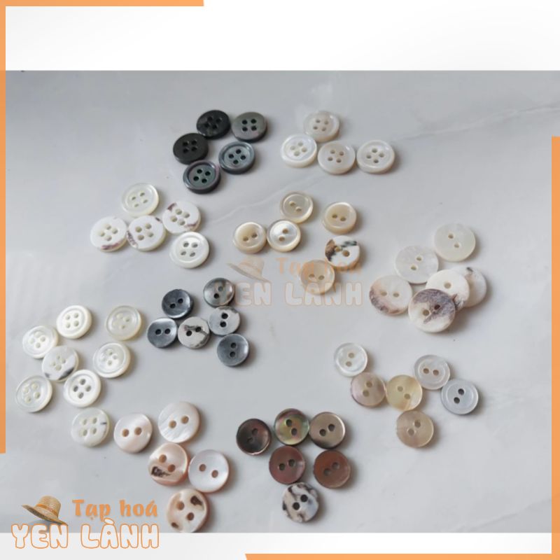 50-100 nút vỏ sò thiên nhiên 8mm, 9mm, 10mm trang trí quàn áo, túi xách, handmade thủ công