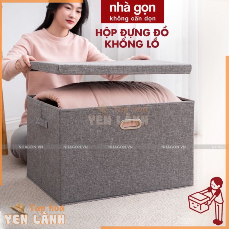 HỘP TO NHẤT SÀN, Hộp đựng quần áo vải không mùi quai sắt, Túi vải đựng chăn màn thiết kế Đan Mạch – VNXK vải Oxfort