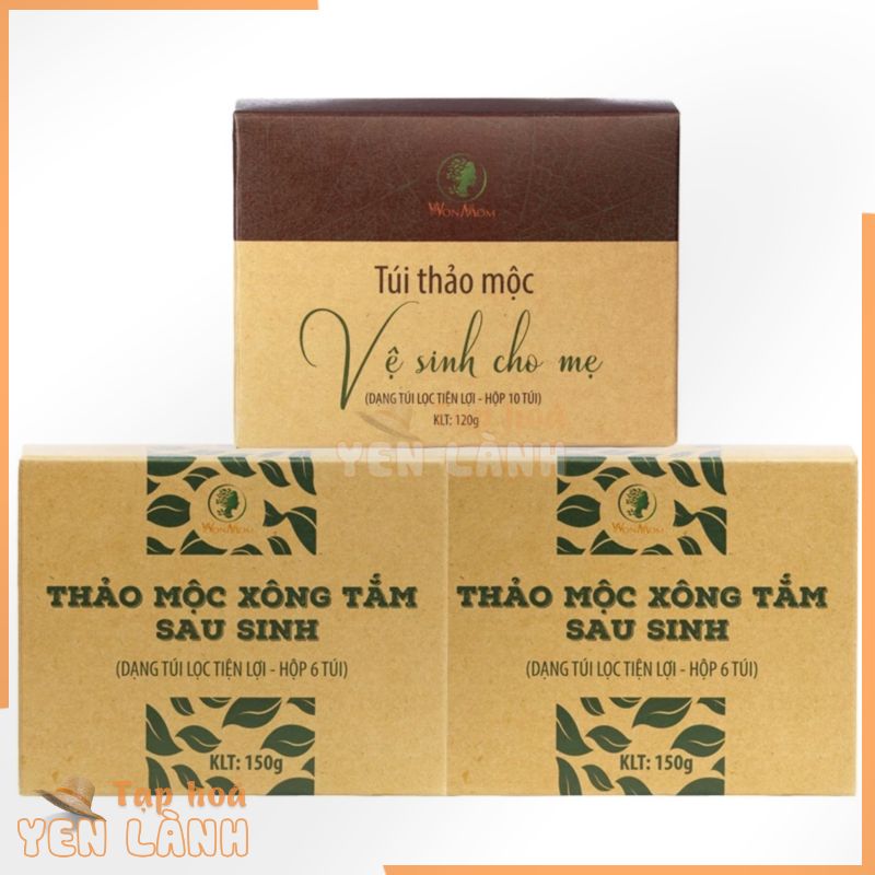 Bộ thảo mộc xông hơi cơ bản Wonmom ( 1 Hộp xông vùng kín + 2 Hộp xông tắm sau sinh loại 6 túi/hộp )