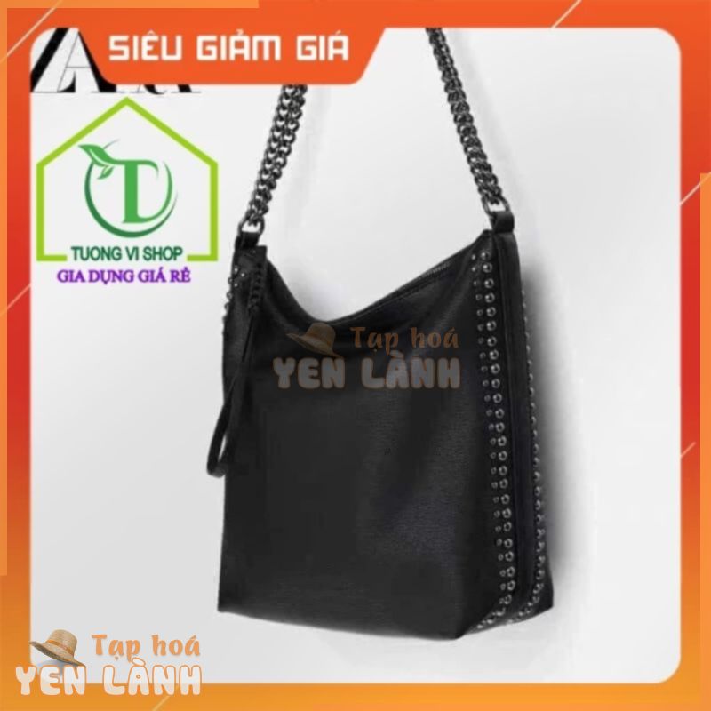 [Hot Sale 2023] Túi ZARA viền xích tán đinh đẹp xuất sắc – siêu sang chảnh – chất da mềm mịn