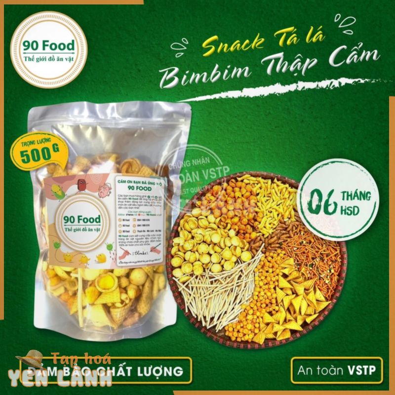 Snack TÁ LẢ Bim Bim thập cẩm 90 Food túi Zip 500G – 1000G giòn tan thơm ngon nhức nách đồ ăn vặt đảm bảo VSATTP