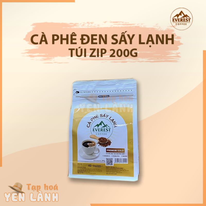 Cà Phê Sấy Lạnh Nguyên Chất, Cafe Đen Sấy Lạnh Không Đường, Dùng Nhanh Tiện Lợi – Túi Zip 200G