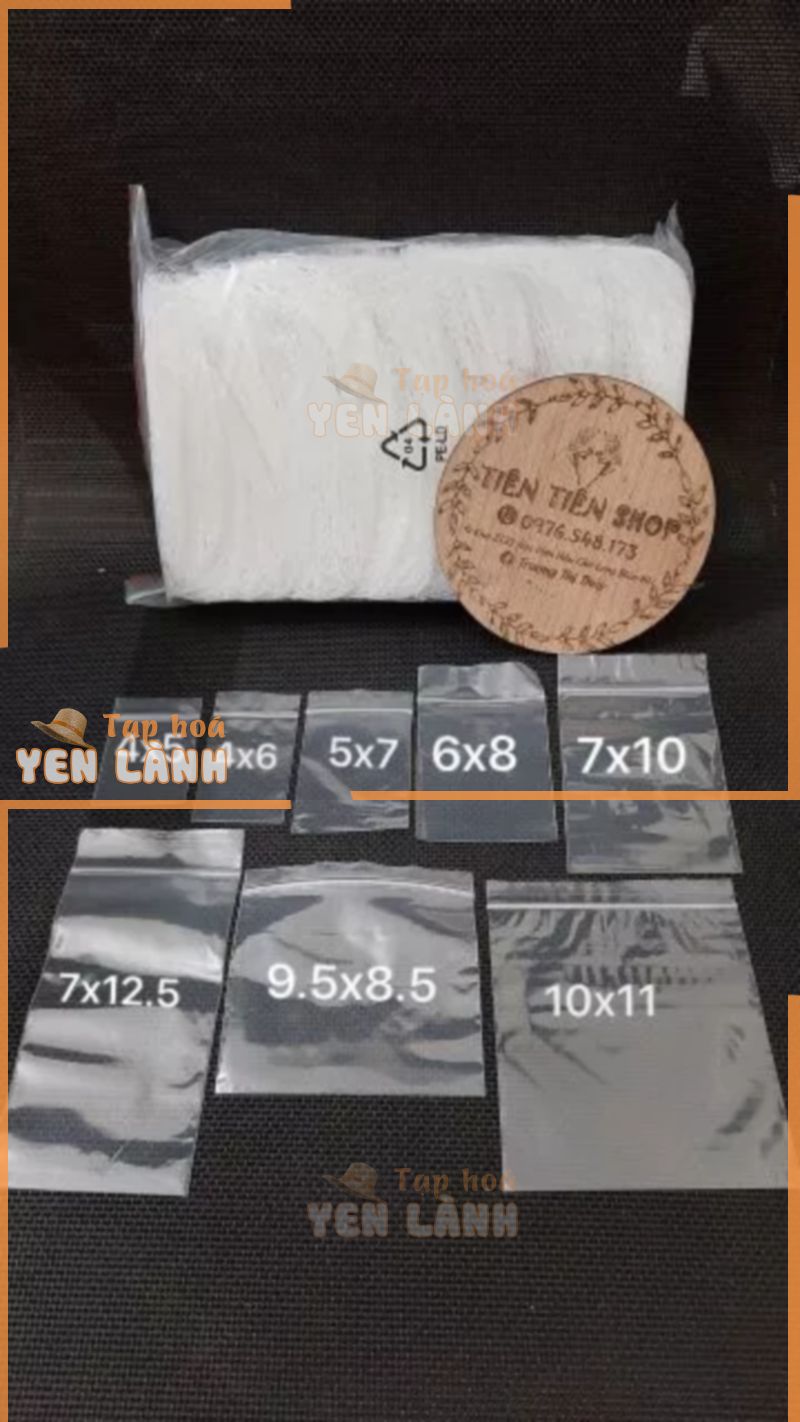 100g túi zip mỏng chỉ trắng chọn size