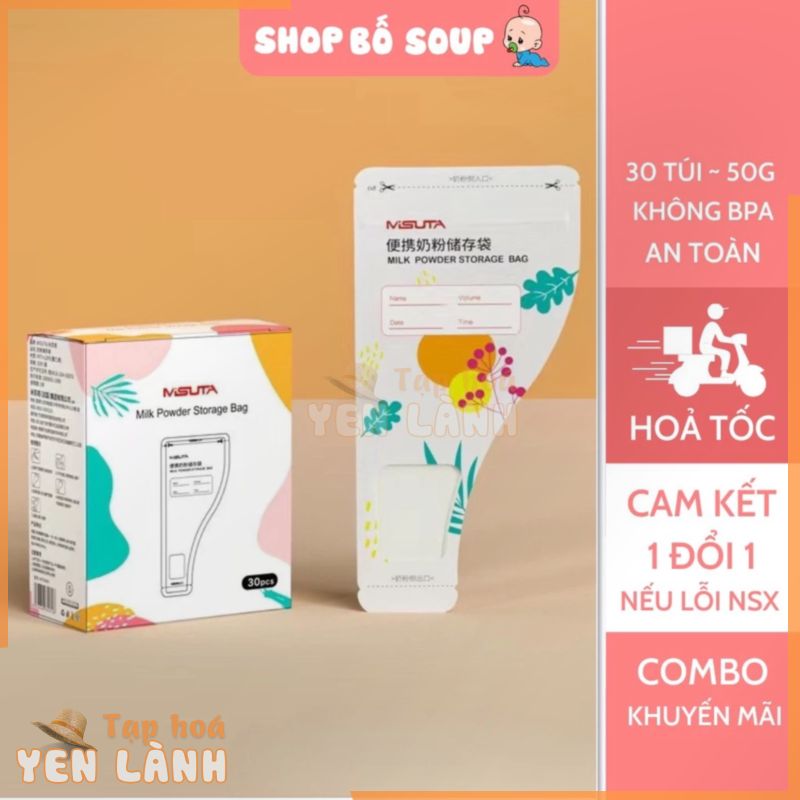 Túi trữ sữa Misuta, túi zip đựng sữa mẹ, túi đựng sữa khô cho bé hộp 30 túi Shop Bố Soup