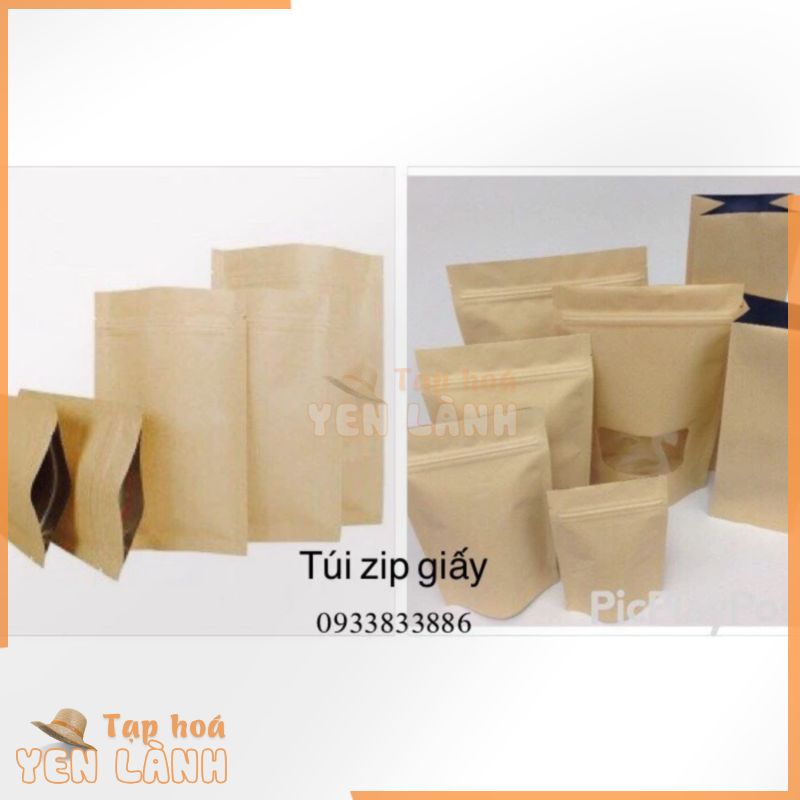 Hỏa Tốc TPHCM “Túi zip giấy” bao bì thực phẩm khô, (1 ký nguyên)