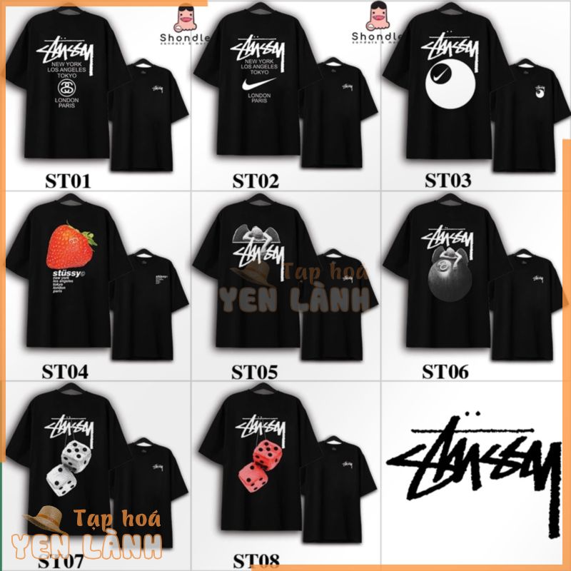 Áo Thun Stussy Ⓢⓣⓤⓢⓢⓨ in hình nhiều mẫu Tay Lỡ Form Rộng Unisex Cotton 2 Chiều Cao Cấp Full túi zip tag