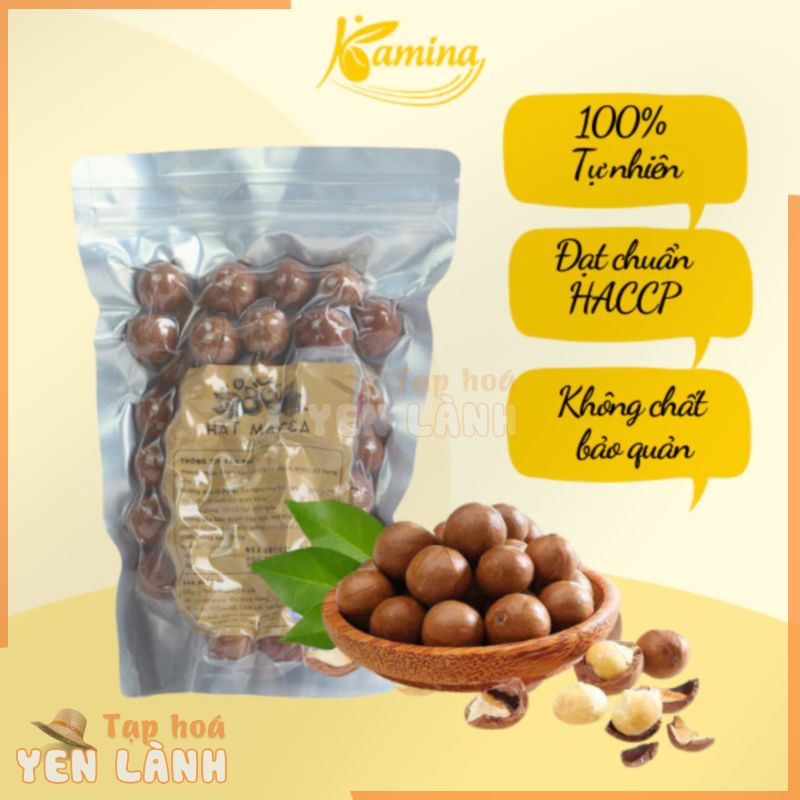 Hạt macca Đắk Lắk LOẠI 1 Kamina Store, Túi zip 500gram, hạt macadamia to tròn đều giàu dinh dưỡng, kèm khóa tách vỏ