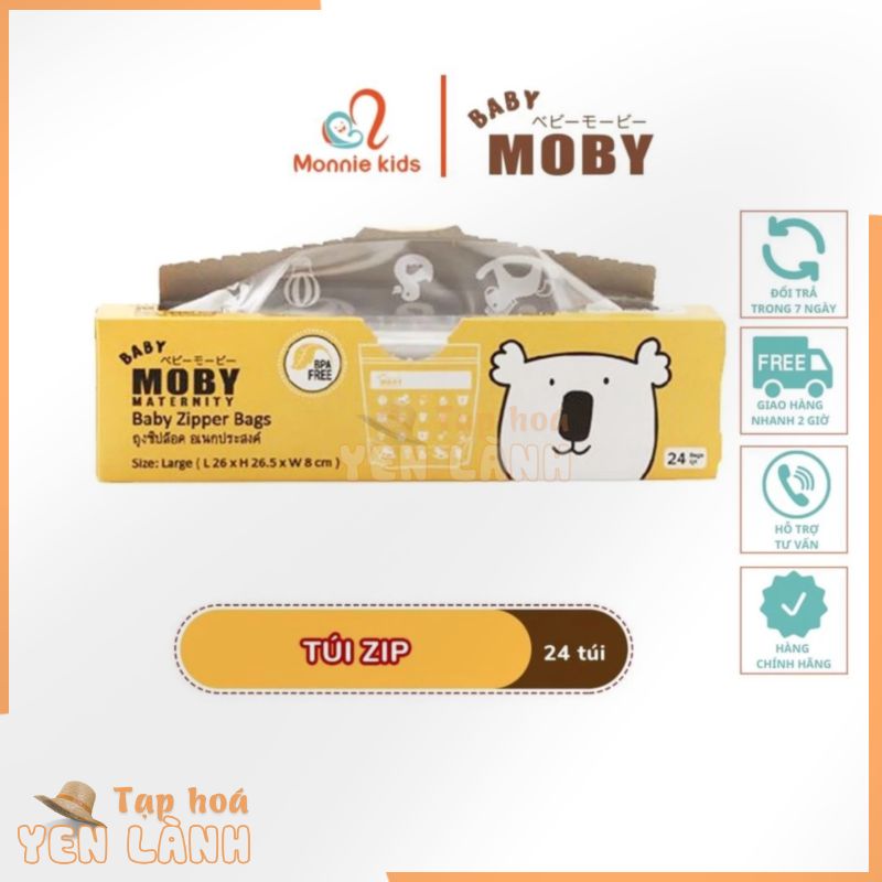 Túi zip đa năng trong suốt cho mẹ Moby Baby đựng đồ bỉm sữa 24 túi 26×26,5x8cm – Monnie Kids