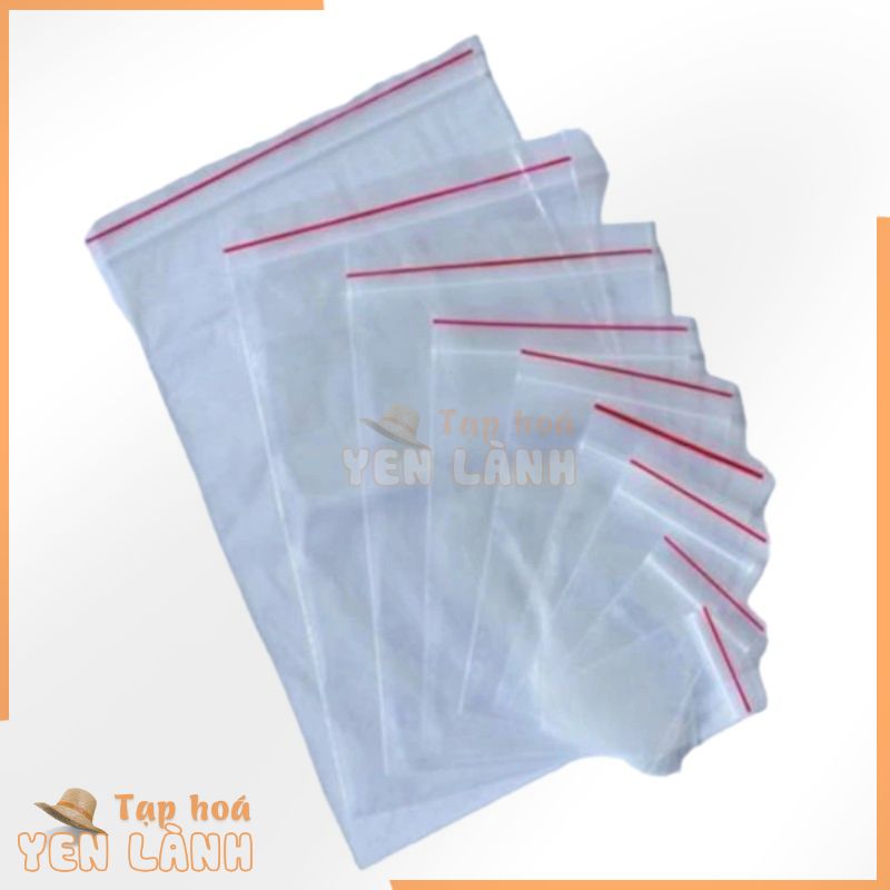 [Giá Hủy Diệt] 1kg túi zip chỉ đỏ trong suốt nhỏ lớn đựng thực phẩm đồ dùng thuốc cafe thức ăn khô gà ( zipper viền đỏ)