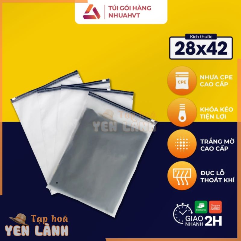 Túi ZIP lụa mờ Nhựa HVT size 28x42cm đựng quần áo, phụ kiện – chống bụi bẩn, chống thấm nước – Số lượng 1 cái