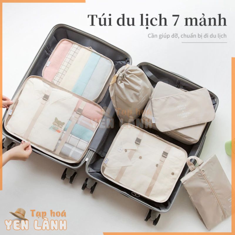 Set 7/8/9 Túi Đựng Đồ Du Lịch đa năng sắp xếp đồ tiện dụng Khóa Zip Chống Thấm Túi Vải Nylon Đựng