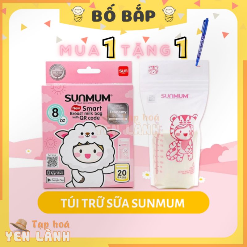 Túi Trữ Sữa Sunmum Thái Lan Hộp 50 túi 250ml – 3 Khoá Zip Chống Tràn – Free BPA An Toàn Cho Bé