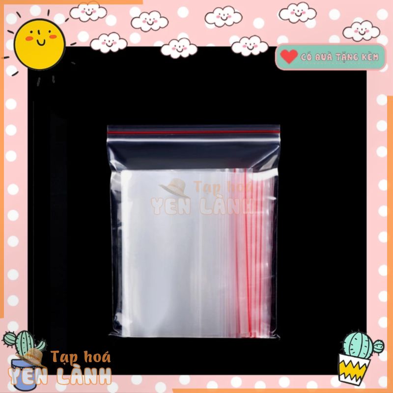 1Kg túi zip chỉ đỏ dày đủ các size, túi Zipper bấm miệng loại dày