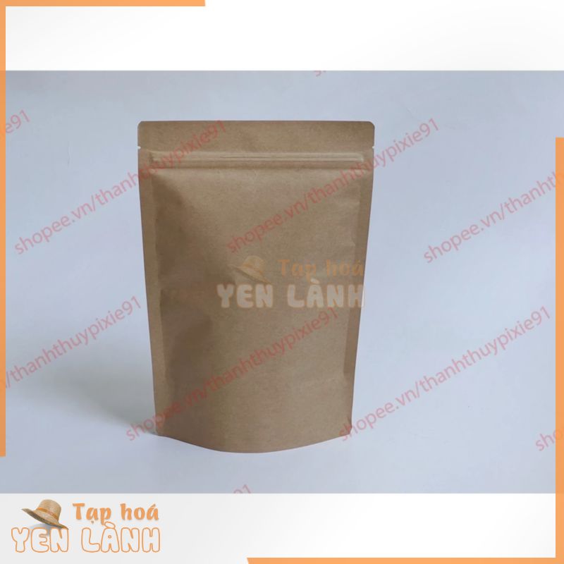 0.5KG Túi Zip Giấy Kraft, Túi Zip Đựng Thực Phẩm Khô Trà, Cà Phê (Zip, Zipper, Ziplock) túi giấy đáy đứng không cửa sổ