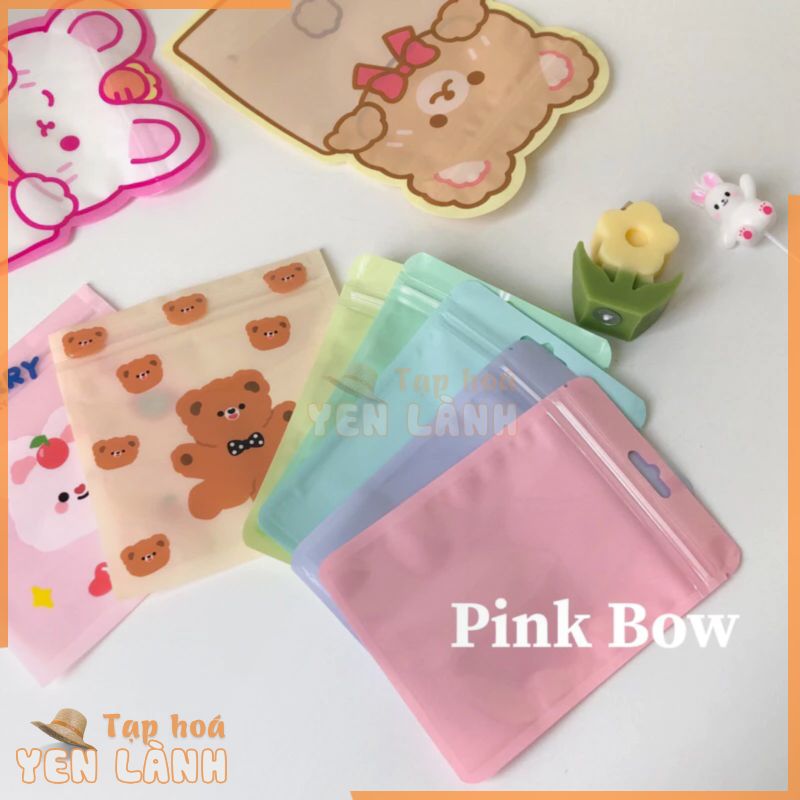 Túi ZIPPER Đáy Đứng hình con Gấu / Thỏ cute đựng Thực Phẩm, Trà Sữa, Phụ Kiện đủ màu Pastel Hàn Quốc size 5-10-15-20cm