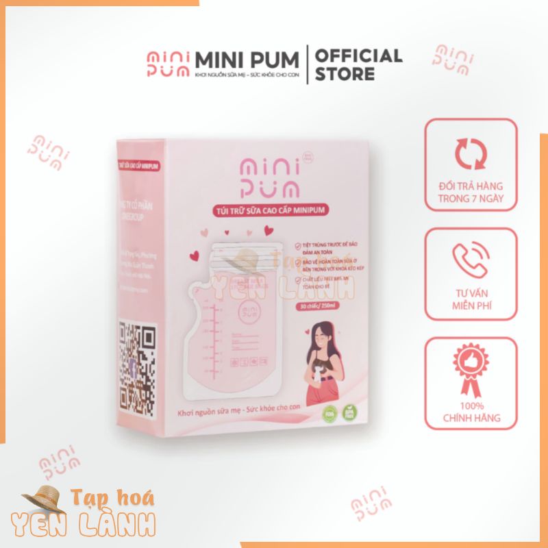 Túi trữ sữa Mini Pum 250ml không BPA, túi đựng sữa mẹ an toàn, có zipper 2 đầu