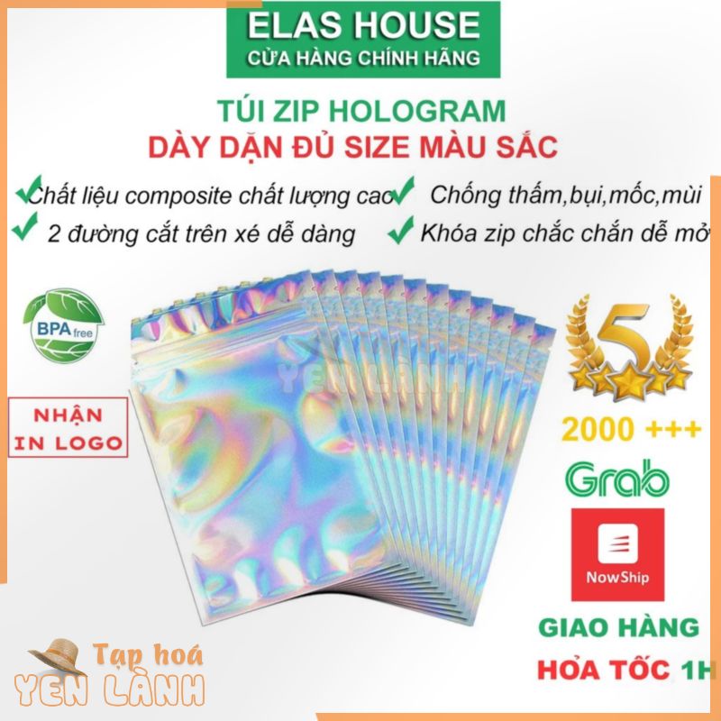 Túi Zip Nhôm Hologram Màu Sắc Elas House Túi Zipper Nhỏ Mini Đủ Size Đa Năng