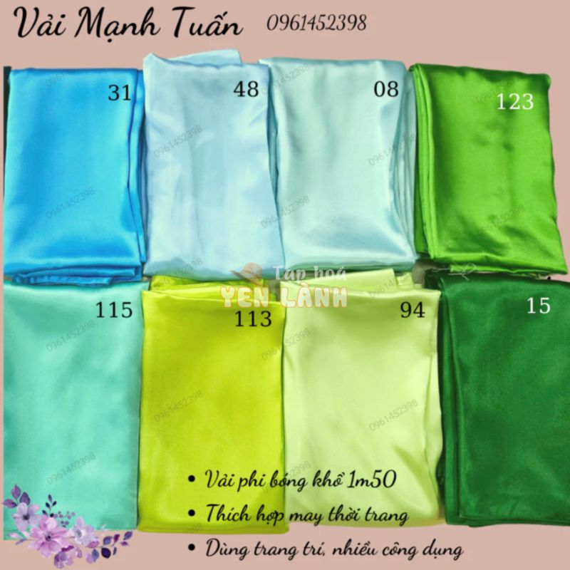 Vải Phi bóng may quần áo dài bán theo mét hoặc quần 1,1m, vải phi bóng trang trí, decor, làm handmade, scrunchie