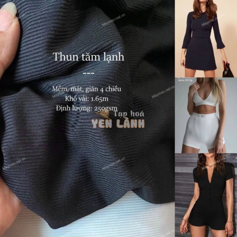 [Vải MM] [200] Vải Thun Tăm Lạnh Co Giãn 4 Chiều May Áo, Váy, Đầm Khổ 1.6m (Giá bán 0.5m)