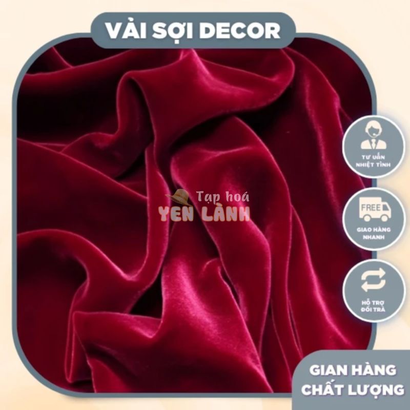 Vải nhung dày cao cấp đỏ cờ , đỏ đô, phông nền chụp ảnh, decor tết (5m x1,6m)