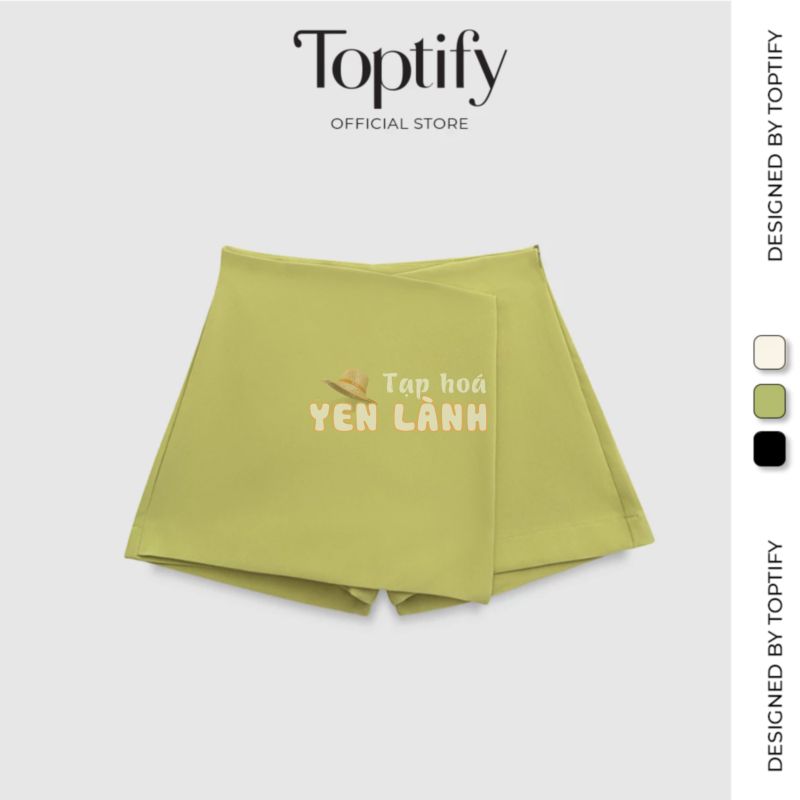 Quần váy nữ vải carolan TOPTIFY kiểu lưng đắp chéo Flora Skirt TQV16