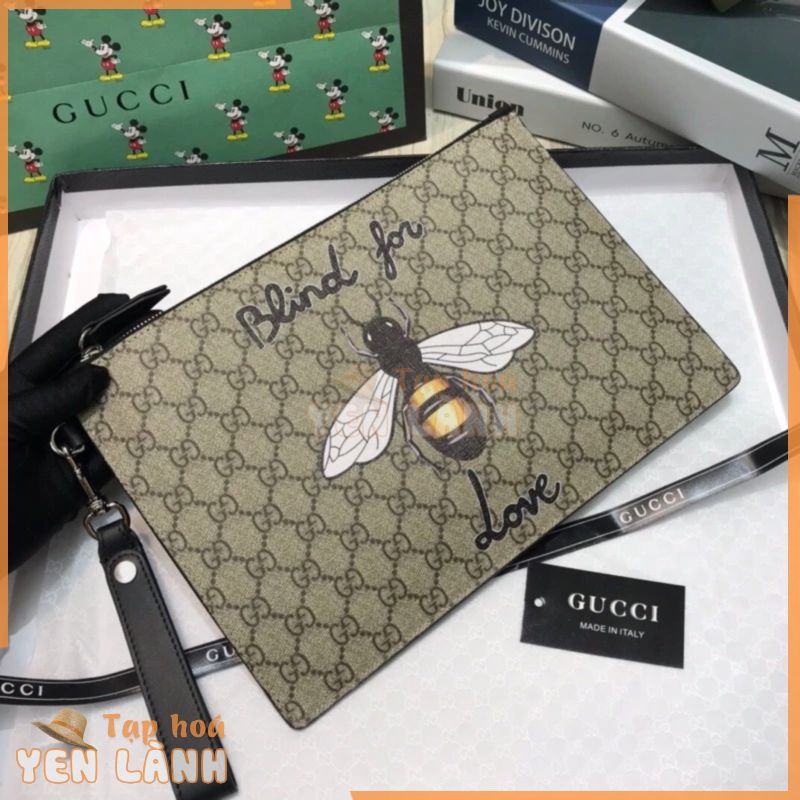 Clutch nam ví cầm tay thời trang cao cấp Gucci GC thêu hình con ong độc đáo