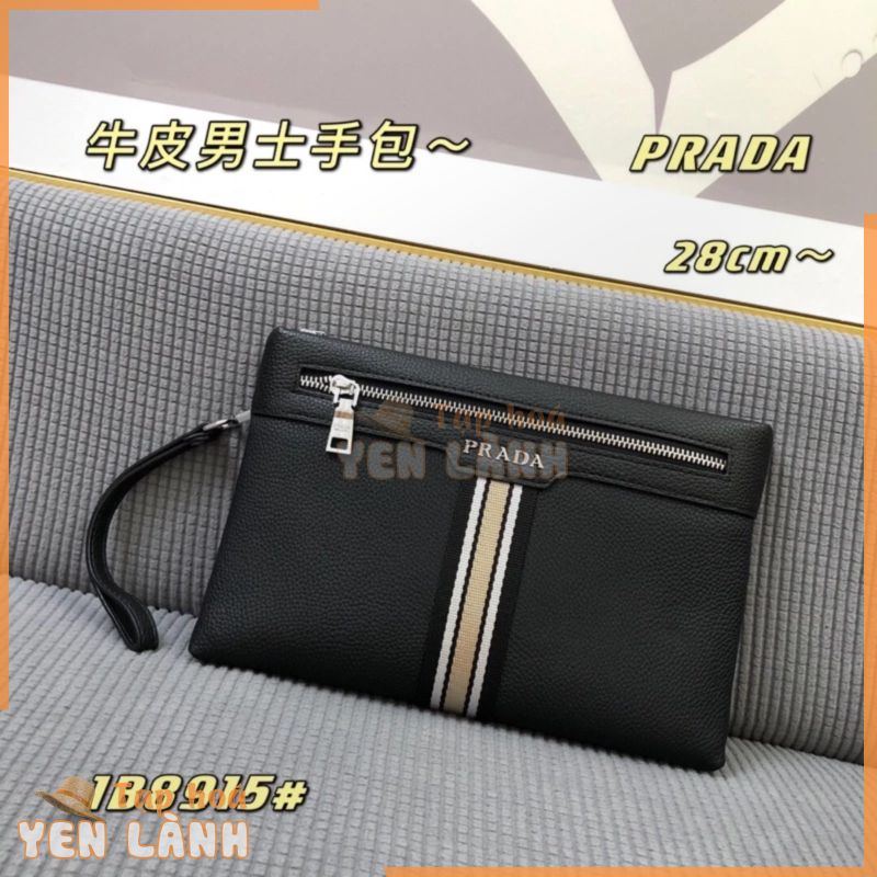 Clutch ví cầm tay sành điệu cao cấp cho nam thương hiệu Prada da thật