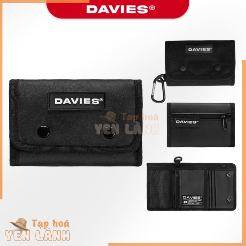 Ví cầm tay local brand nhiều ngăn DAVIES nam nữ vải canvas, da chống nước màu đen Tactical Wallet I D-V40 & D-V59