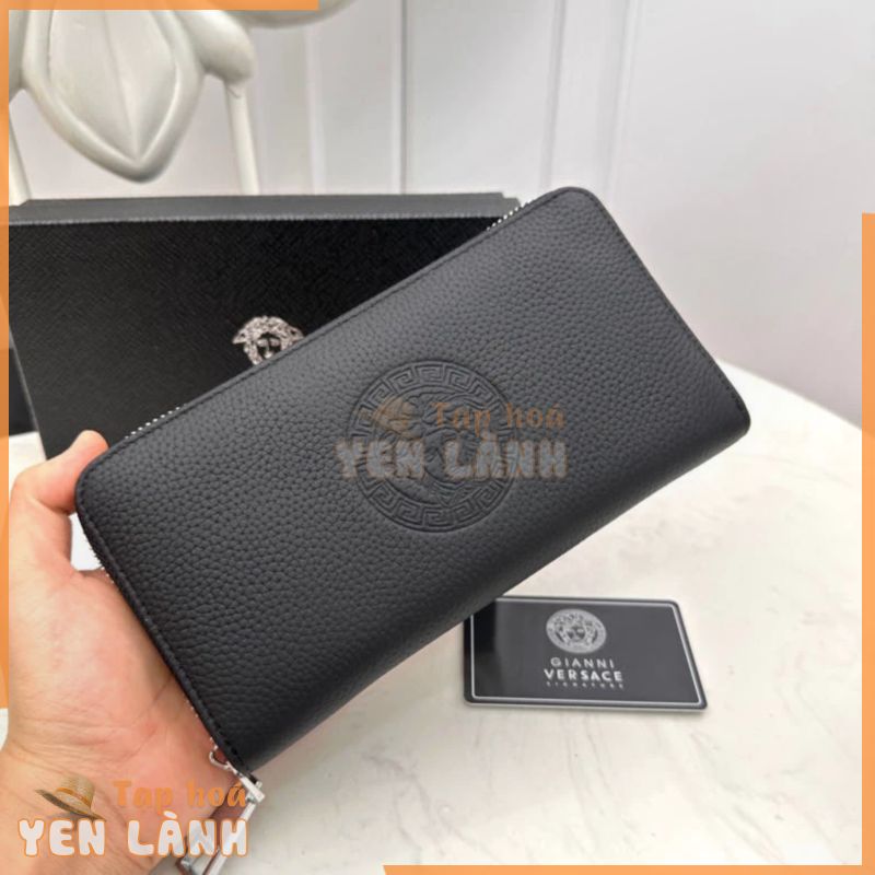 Sẵn sàng giao hàng túi ly hợp mới của VERSACE 666029 Ví dây kéo thời trang nam chính hãng có hộp