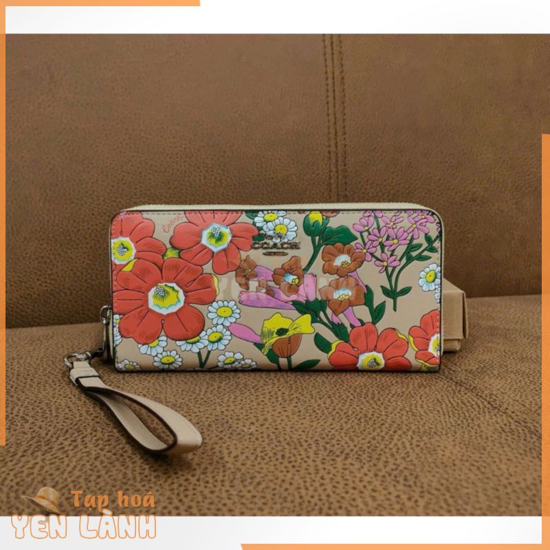 ví dài nữ Coach Original Long Zip Around Wallet hoạ tiết hoa