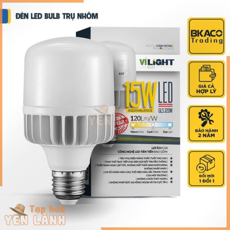 Bóng đèn led bulb 10W, 15W, 20W, 30W, 40W, 50W VI-LIGHT trụ nhôm cao cấp, công nghệ led tiên tiến, tiết kiệm điện