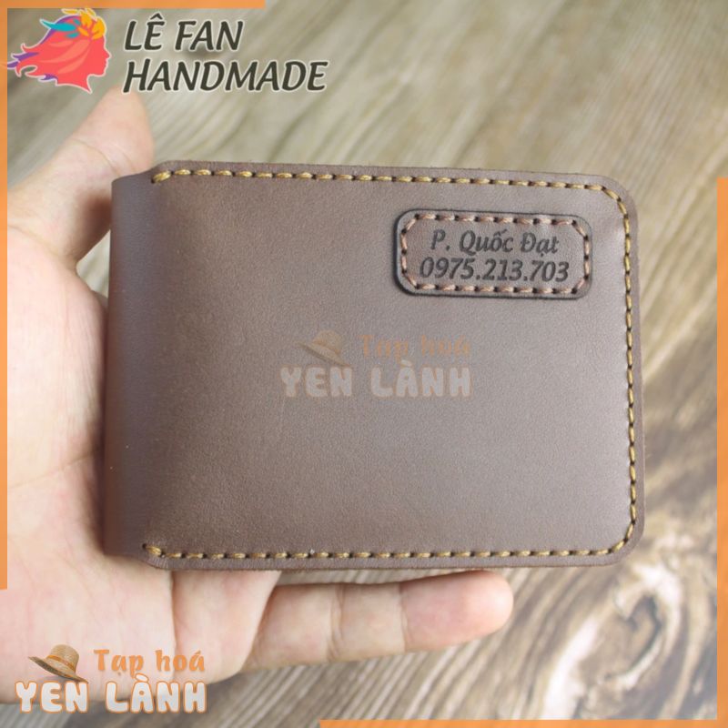 Ví da bò handmade, khắc tên theo yêu cầu.