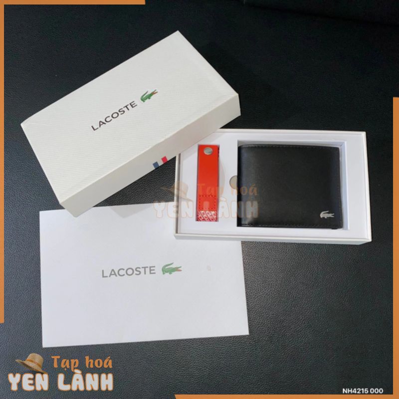 Set ví da bò và móc treo chìa khóa Lacoste NH4215 000 Chính Hãng