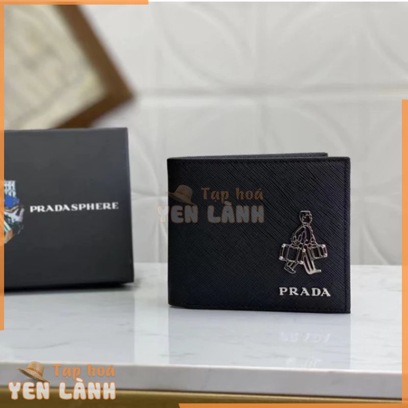 Ví Da Ngắn 100% Chính Hãng Kiểu Cổ Điển Sang Trọng Kèm Hộp Đựng Cho Nam PRADA PRADA PRADA