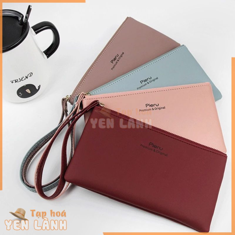 phụ nữ Ví dây kéo Clutch Da PU Màu rắn Ví dài