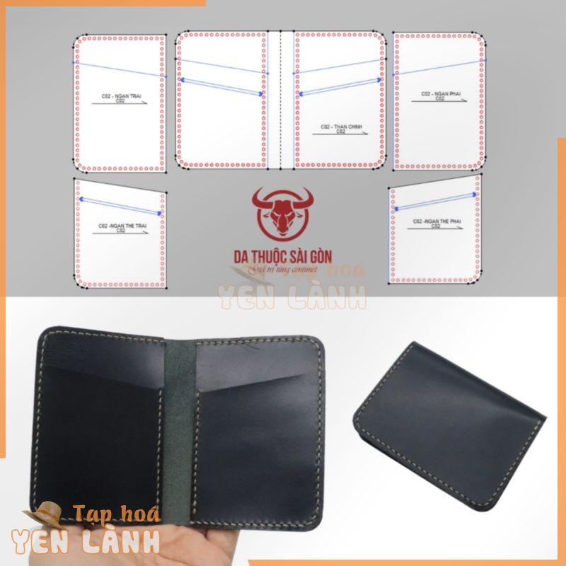 Bản rập ví da đựng card holder bước đục 4mm – Da Thuộc Sài Gòn – MSP: C02