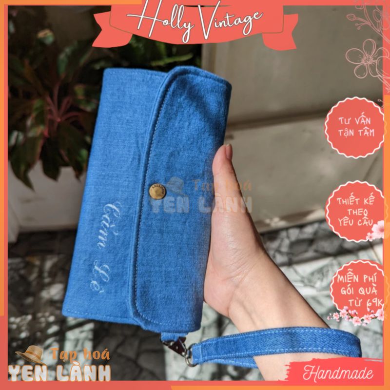 Ví dài clutch Jean 10*20cm Holly Vintage handmade (2-3 ngày)| V02