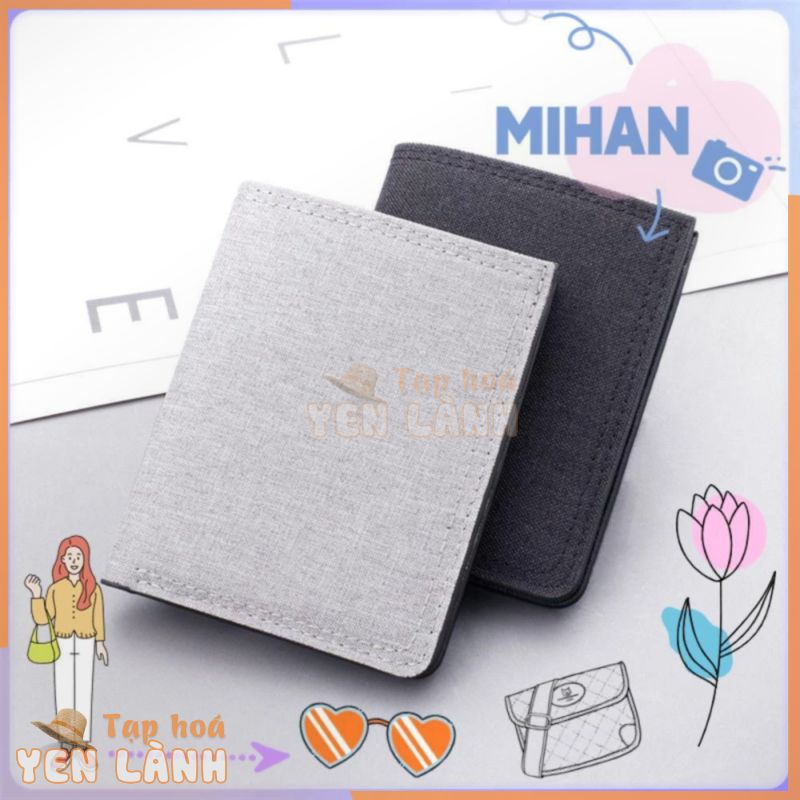 Ví ngắn mini vải canvas có khóa kéo đa năng thời trang dành cho nam