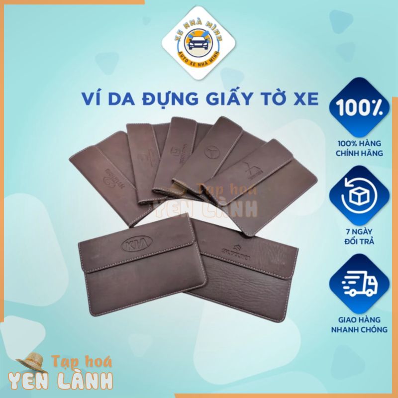 Ví da đựng đăng kiểm, giấy tờ ô tô cao cấp Xe Nhà Mình. Bóp đựng giấy tờ xe hơi có logo các dòng xe