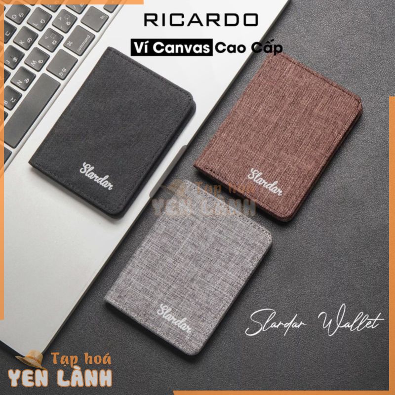 Ví vải nam nữ unisex Slardar Brand chất liệu vải canvas mini dáng đứng , Bóp nam nữ nhỏ gọn nhiều ngăn đựng thẻ – V122