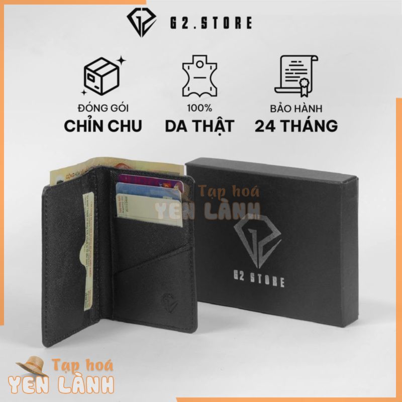 Ví đựng thẻ card G2 mini kiểu bóp đứng nam dáng ví dọc nhỏ ngọn bằng da Saffiano cao cấp bảo hành đổi mới trong 24 tháng