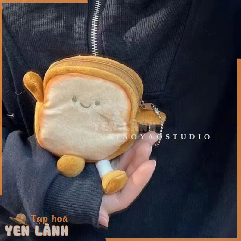 10cm Hoạt Hình Bánh Mì Nướng Bánh Mì Sang Trọng Đồ Chơi Trẻ Em Tiền Xu Ví Tai Nghe Túi Đựng Tiền Xu Chìa Khóa Túi Búp Bê Mặt Dây Chuyền Sinh Nhật