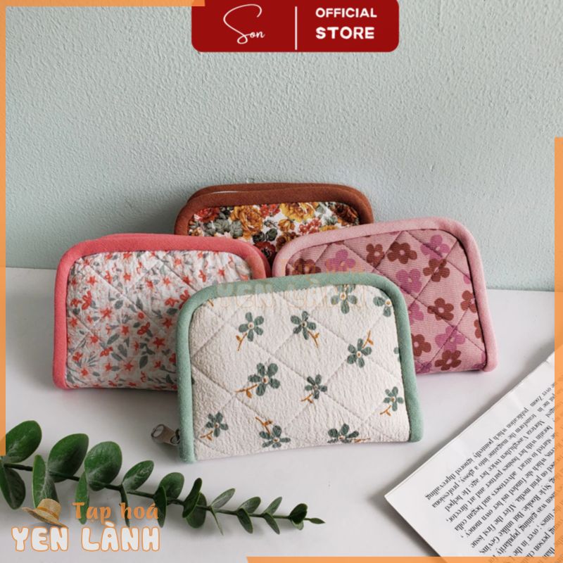 Ví Dây Kéo Hoa Handmade 3 Ngăn Tiện Lợi Phong Cách Vintage