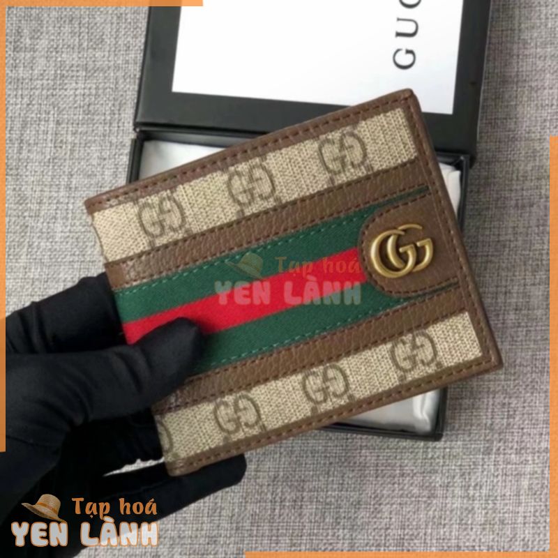 100% nguyên bản Gucci GG Classic Nam Sẵn sàng lên tàu Ví có kẹp tiền ngắn có thể gập lại